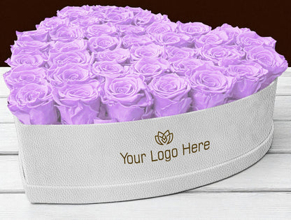 Branded Heart Floral Arrangement | 42 Preserved Roses, Fast Shipping
