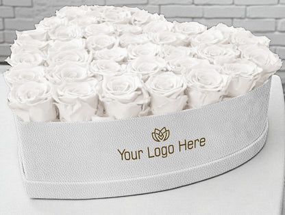 Branded Heart Floral Arrangement | 42 Preserved Roses, Fast Shipping