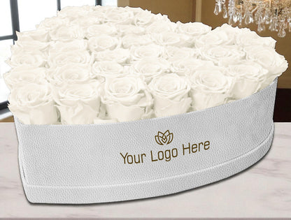 Branded Heart Floral Arrangement | 42 Preserved Roses, Fast Shipping