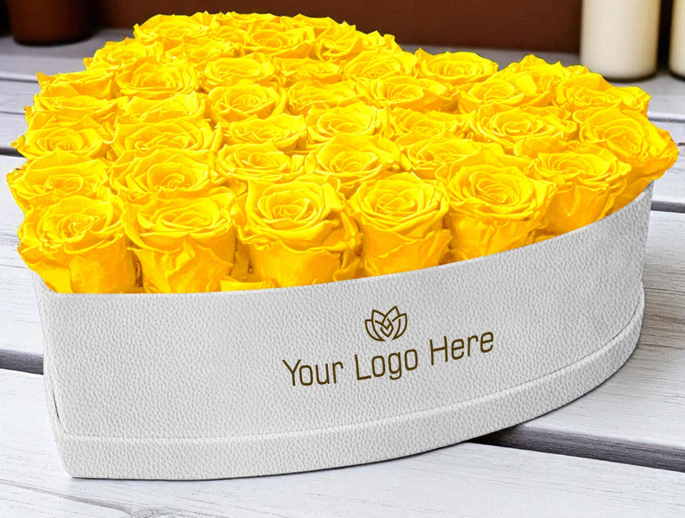 Branded Heart Floral Arrangement | 42 Preserved Roses, Fast Shipping