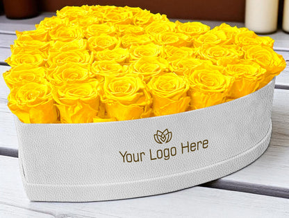 Branded Heart Floral Arrangement | 42 Preserved Roses, Fast Shipping