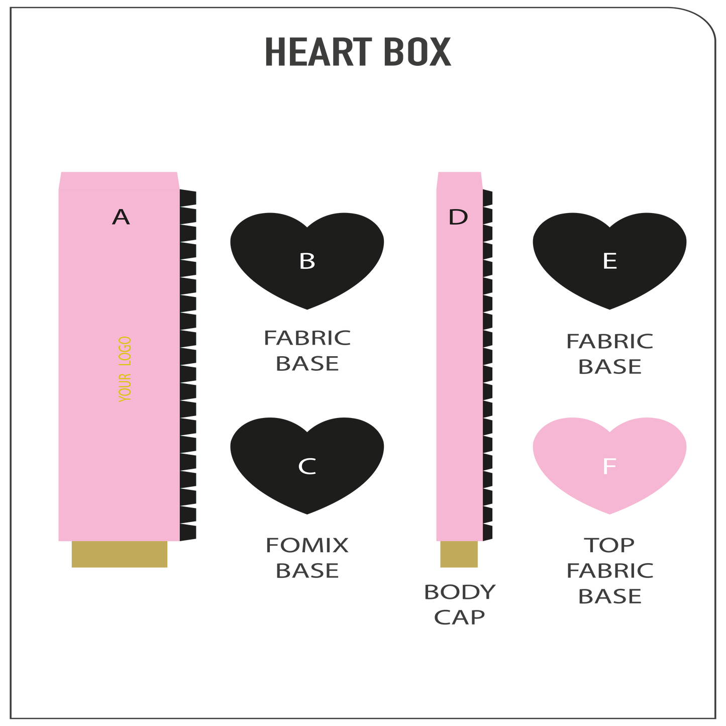 Caja con forma de corazón - Cuero PU negro