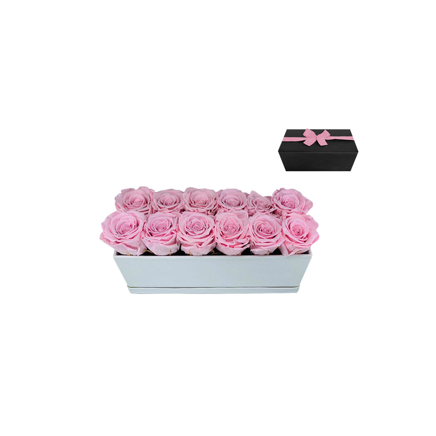 LUXURY 12 PRESERVED ROSE ARRANGEMENT - RECTANGULAR PU LEATHER BOX