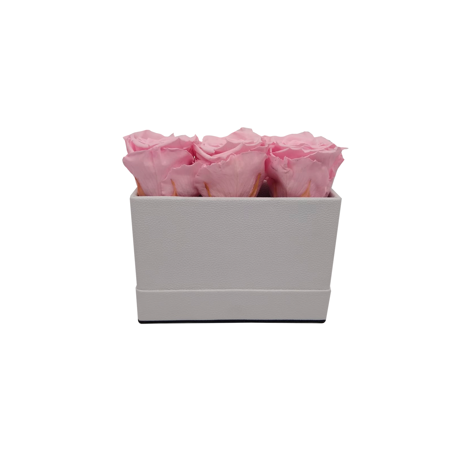 ARREGLO DE LUJO DE 3 ROSAS PRESERVADAS - CAJA RECTANGULAR DE CUERO PU