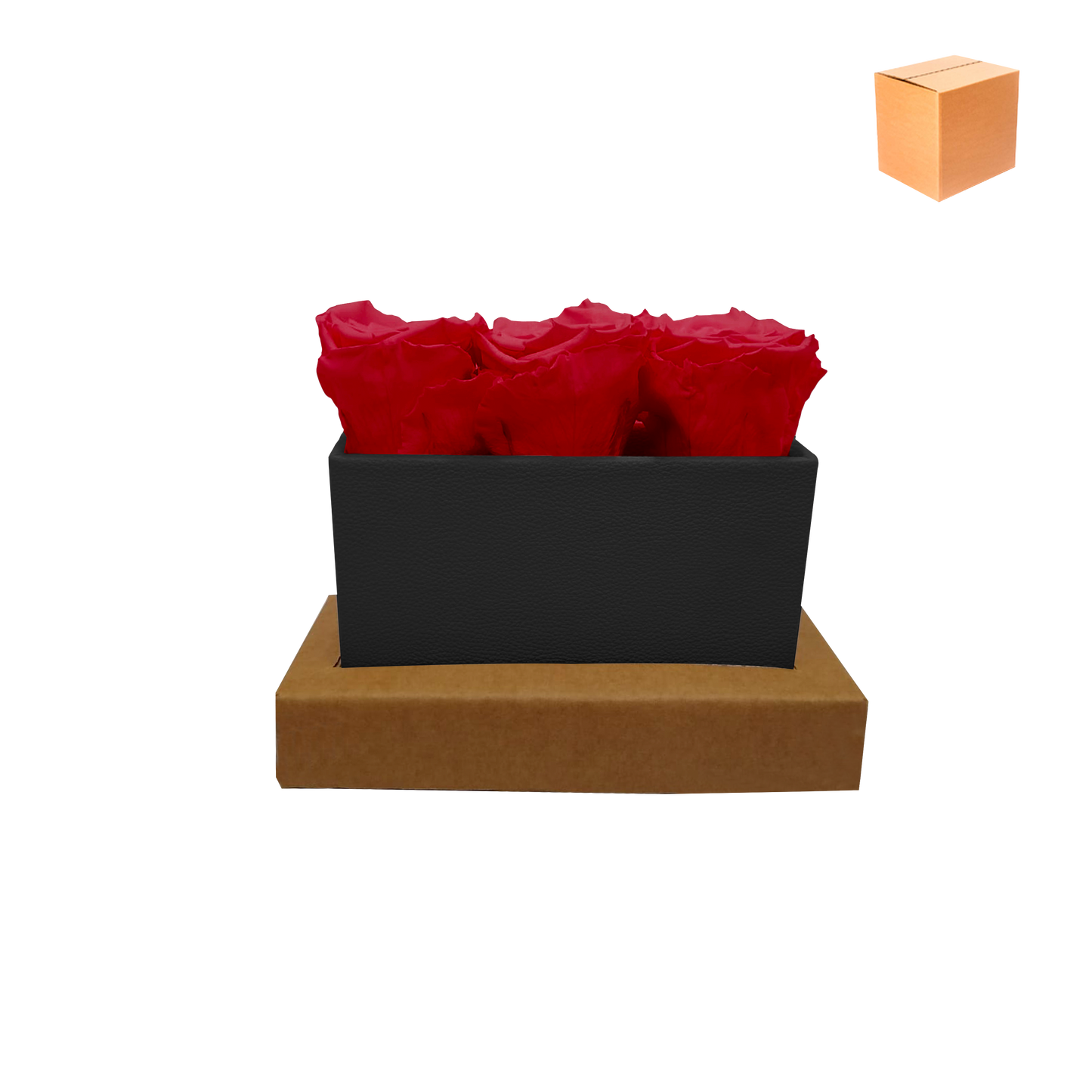LUXURY 3 PRESERVED ROSE ARRANGEMENT - RECTANGULAR PU LEATHER BOX
