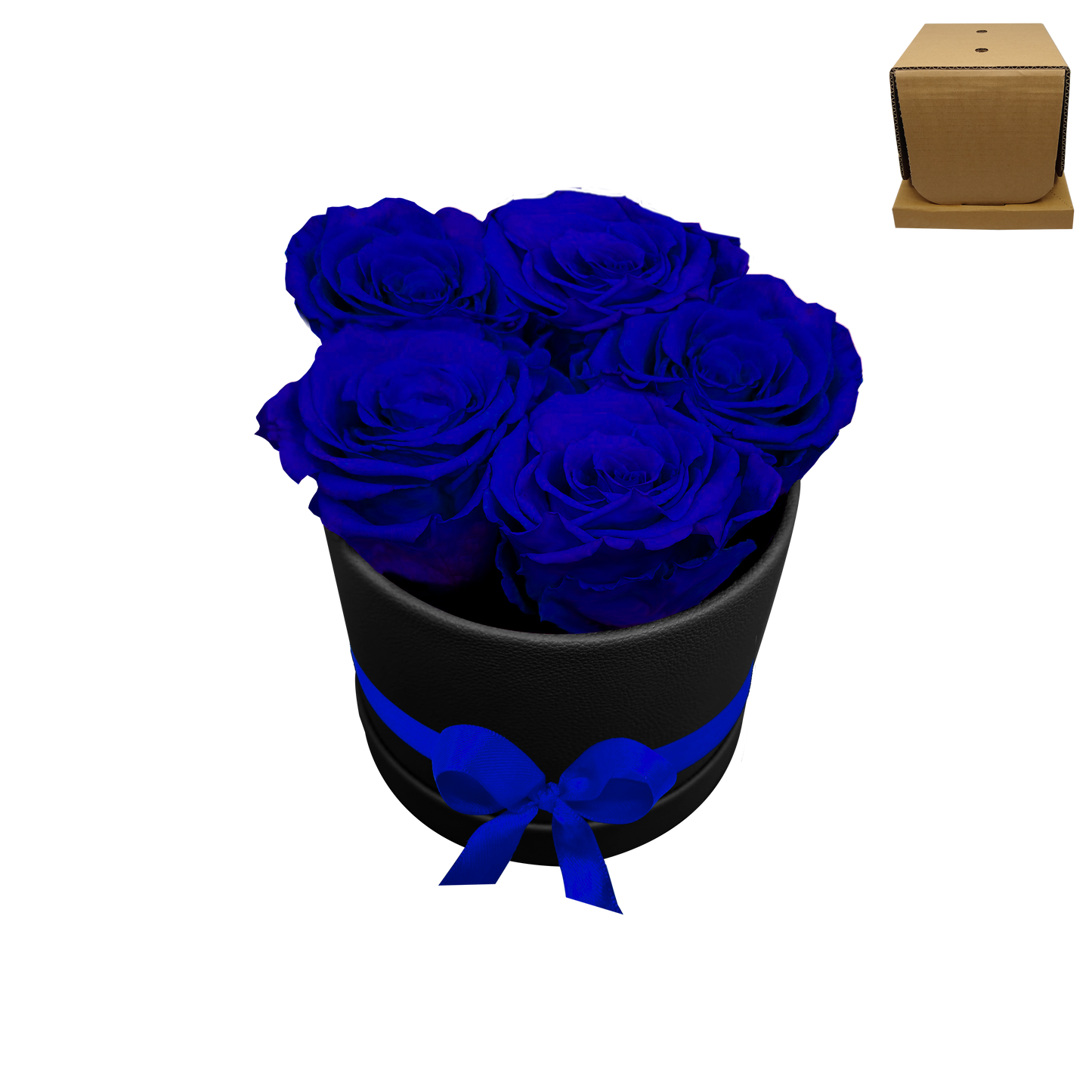 ARREGLO DE 5 ROSAS PRESERVADAS LUXURY ROSEAMOR - CAJA REDONDA