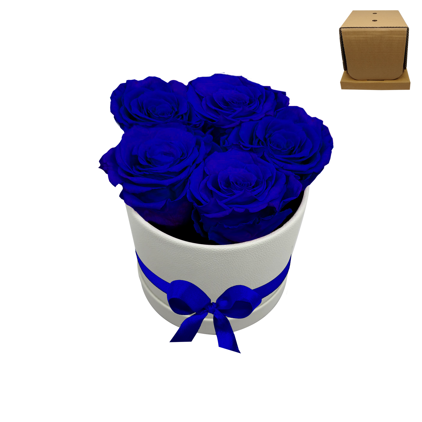 LUXURY ROSEAMOR 5 PRESERVED ROSES ARRANGEMENT - ROUND BOX