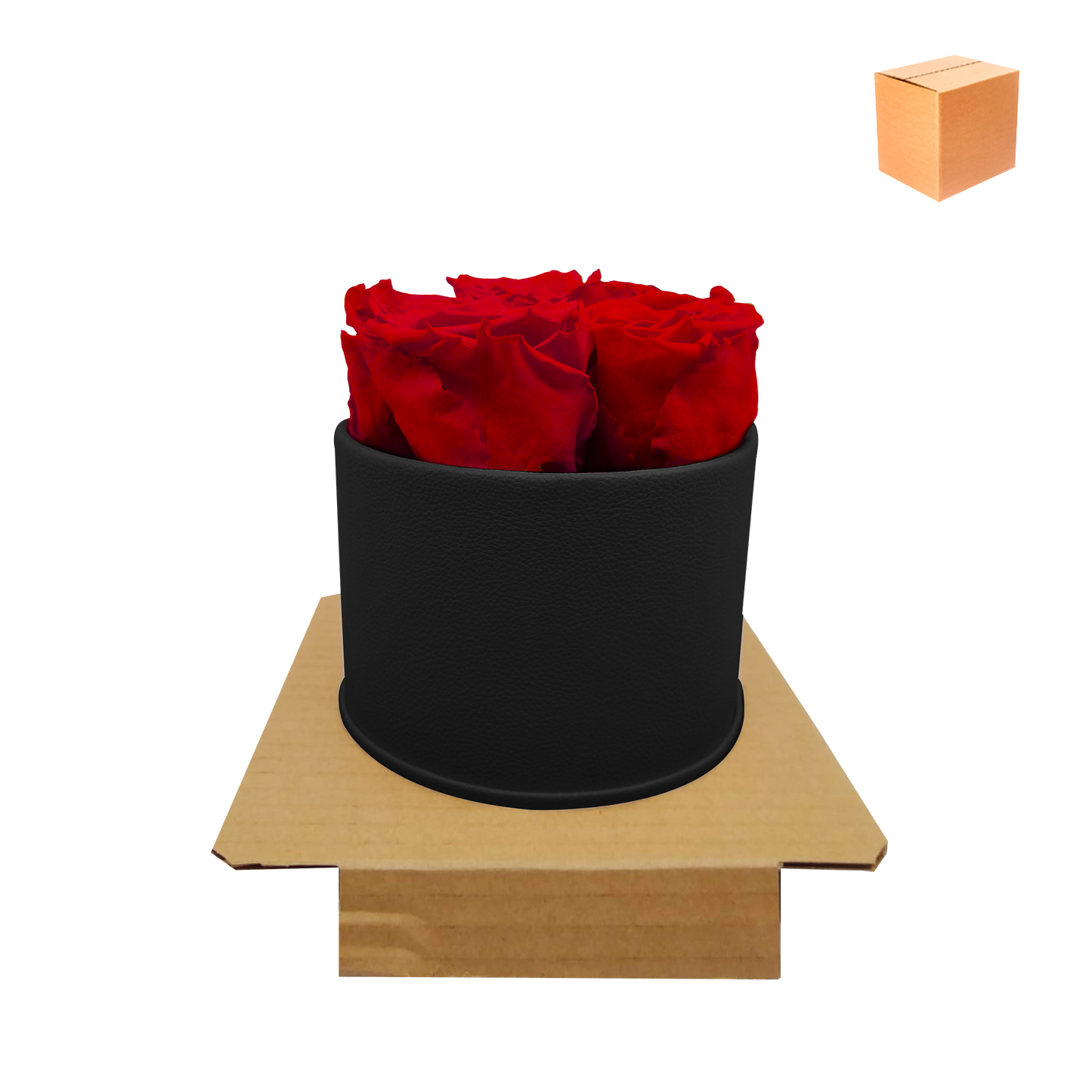 ARREGLO DE 5 ROSAS PRESERVADAS LUXURY ROSEAMOR - CAJA REDONDA