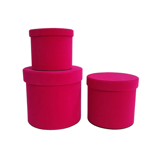 Kit 3 different sizes round shape boxes 3 in 1 - Suede Fucsia-Stock