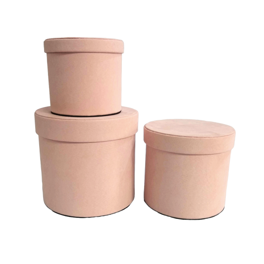 Kit 3 different sizes round shape boxes 3 in 1 - Velvet Pink-Stock