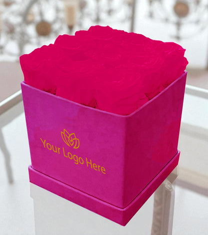 Branded Square Floral Arrangement | 9 Preserved Roses, Fast Shipping
