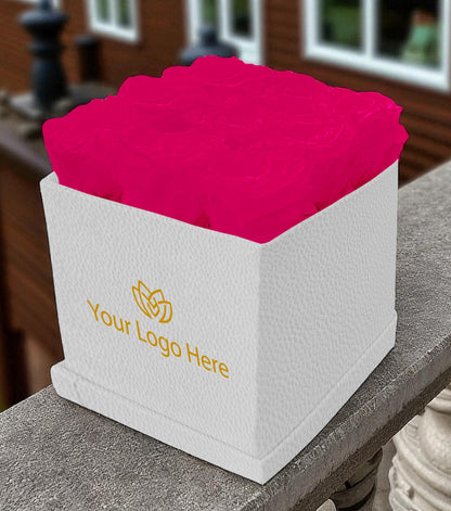 Branded Square Floral Arrangement | 9 Preserved Roses, Fast Shipping
