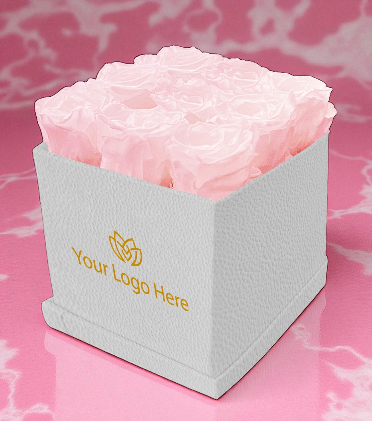 Branded Square Floral Arrangement | 9 Preserved Roses, Fast Shipping