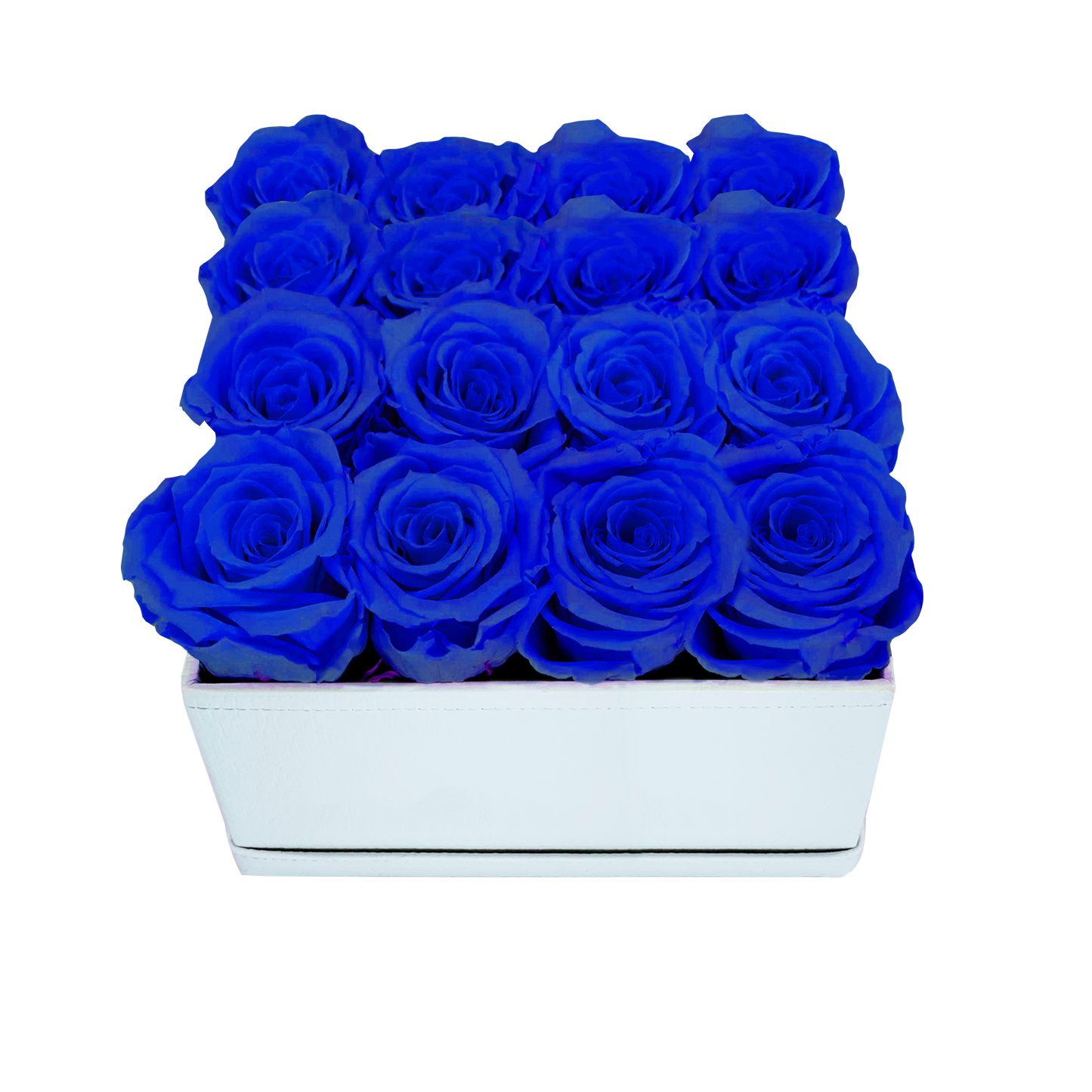 LUXURY 16 PRESERVED ROSES ARRANGEMENT - SQUARE PU LEATHER BOX