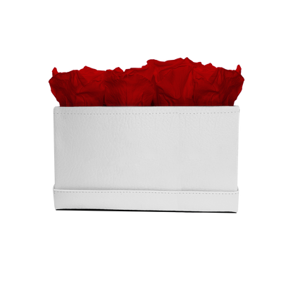 LUXURY 16 PRESERVED ROSES ARRANGEMENT - SQUARE PU LEATHER BOX - BMade