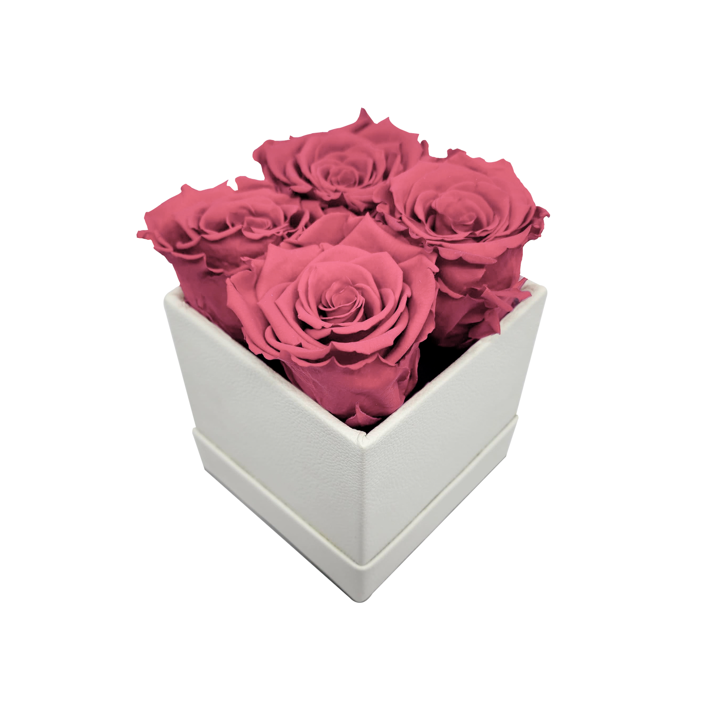 LUXURY ROSEAMOR 4 PRESERVED ROSES ARRANGEMENT - SQUARE PU LEATHER BOX