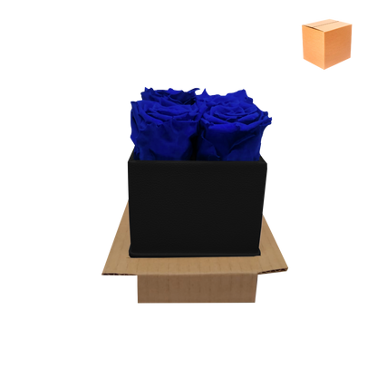 LUXURY ROSEAMOR 4 PRESERVED ROSES ARRANGEMENT - SQUARE PU LEATHER BOX - BMade