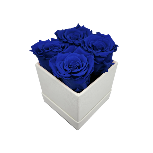 LUXURY ROSEAMOR 4 PRESERVED ROSES ARRANGEMENT - SQUARE PU LEATHER BOX