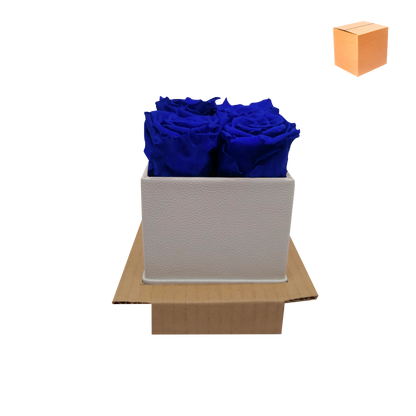 LUXURY ROSEAMOR 4 PRESERVED ROSES ARRANGEMENT - SQUARE PU LEATHER BOX - BMade