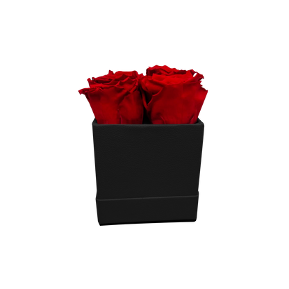 LUXURY ROSEAMOR 4 PRESERVED ROSES ARRANGEMENT - SQUARE PU LEATHER BOX - BMade