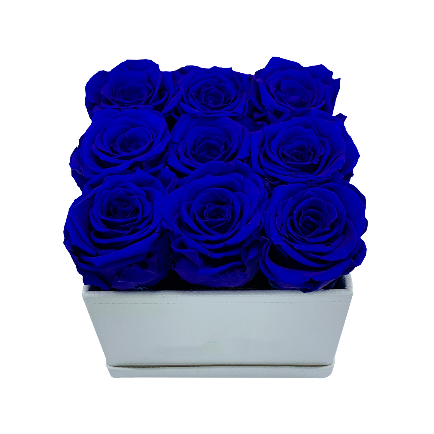 LUXURY 9 PRESERVED ROSES ARRANGEMENT - SQUARE PU LEATHER BOX