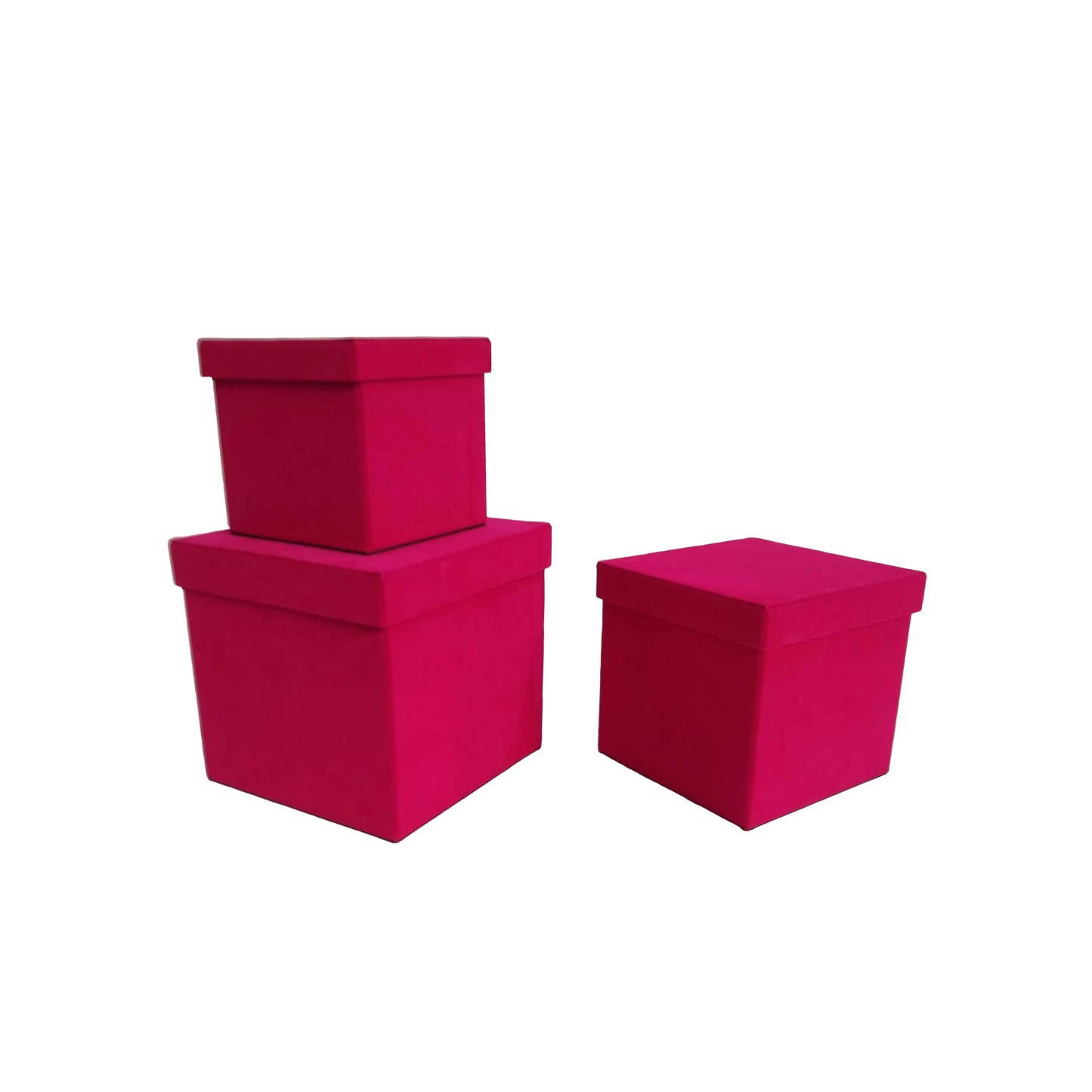 Kit 3 cajas cuadradas de diferentes tamaños 3 en 1 - Suede Fucsia-Stock