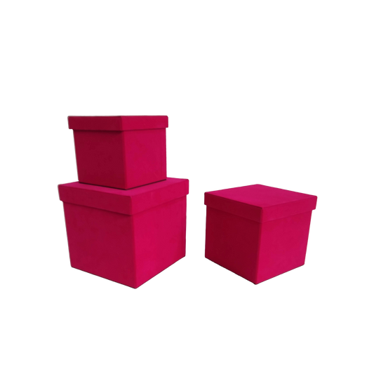 Kit 3 different sizes square shape boxes 3 in 1 - Suede Fucsia-Stock