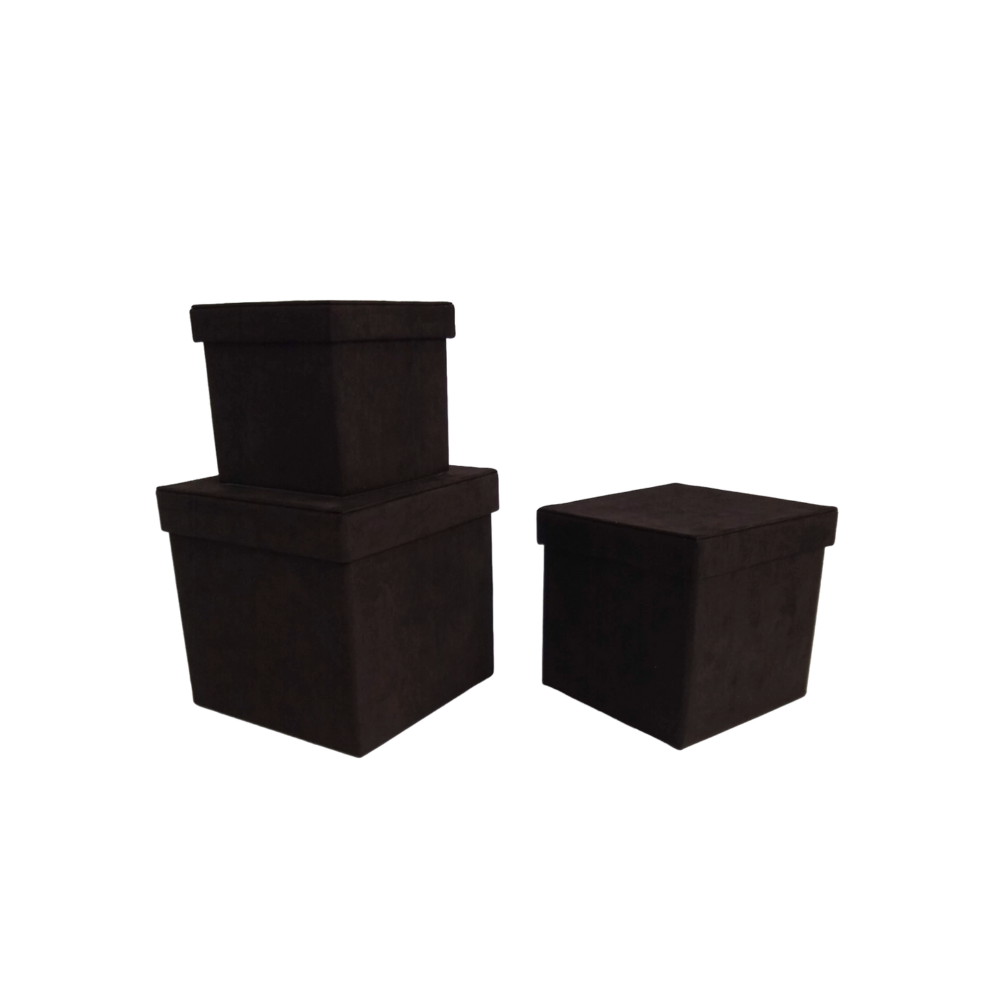 Kit 3 different sizes square shape boxes 3 in 1 - Velvet Black-Stock