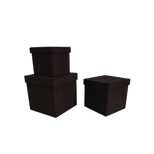 Kit 3 different sizes square shape boxes 3 in 1 - Velvet Black-Stock