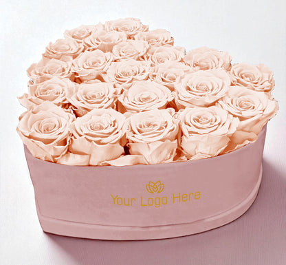 Branded Heart Floral Arrangement | 22 Preserved Roses, Fast Shipping
