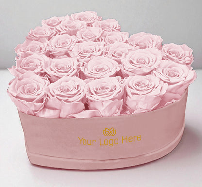 Branded Heart Floral Arrangement | 22 Preserved Roses, Fast Shipping
