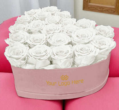 Branded Heart Floral Arrangement | 22 Preserved Roses, Fast Shipping