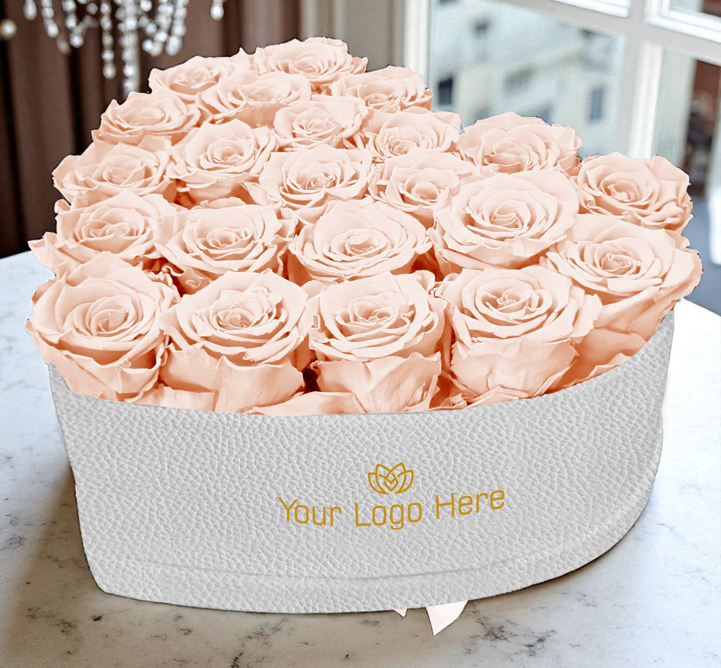 Branded Heart Floral Arrangement | 22 Preserved Roses, Fast Shipping