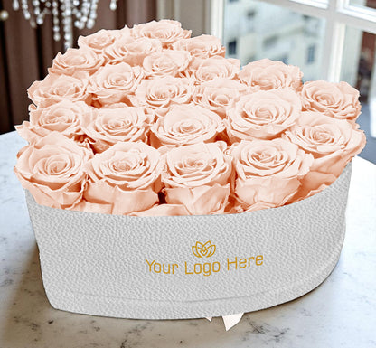 Branded Heart Floral Arrangement | 22 Preserved Roses, Fast Shipping