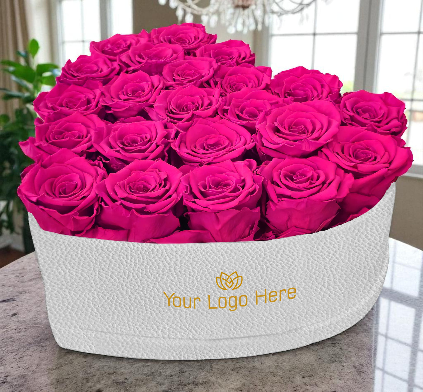 Branded Heart Floral Arrangement | 22 Preserved Roses, Fast Shipping