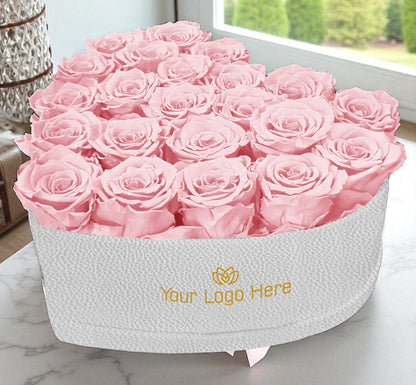 Branded Heart Floral Arrangement | 22 Preserved Roses, Fast Shipping