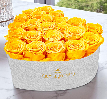 Branded Heart Floral Arrangement | 22 Preserved Roses, Fast Shipping